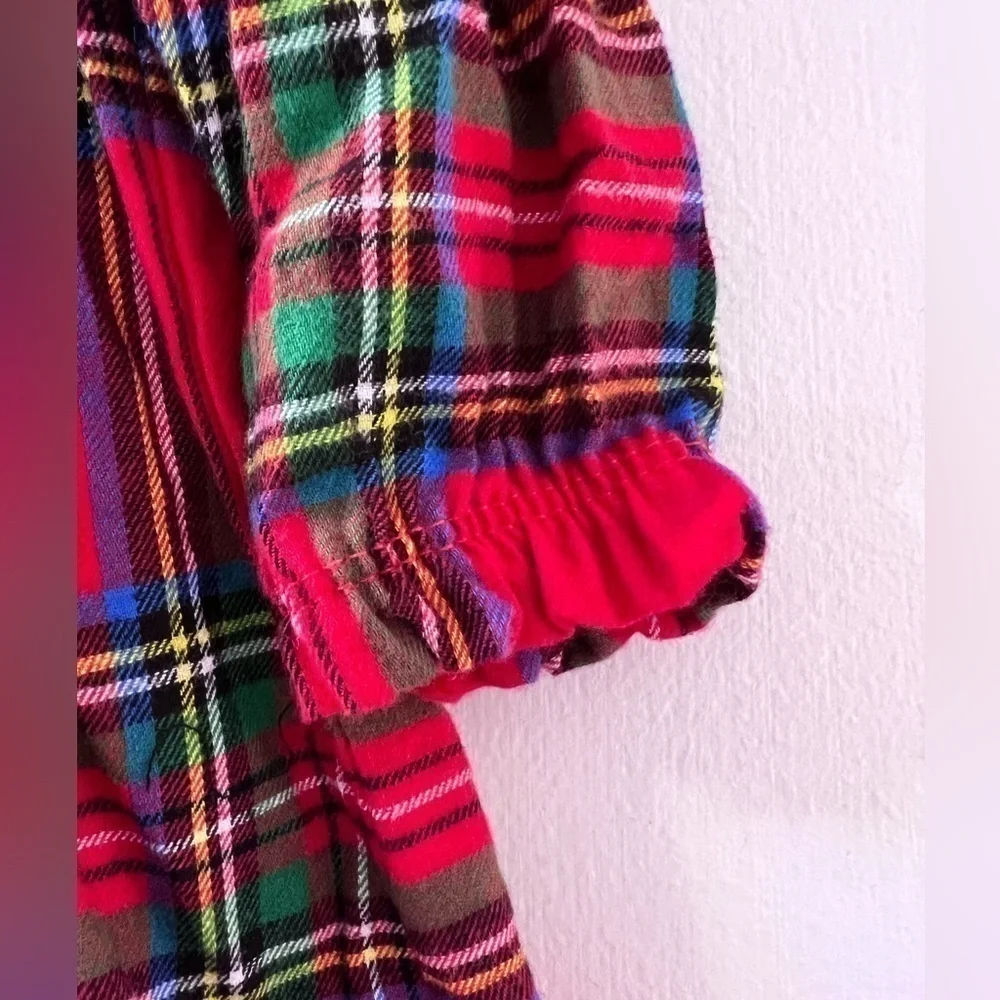 Baby Girls Plaid Dress Outfit with Matching Tights size 12M